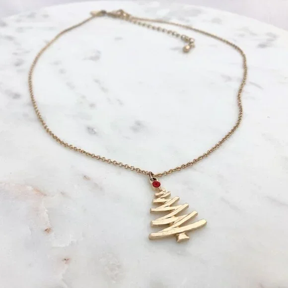 2/$20 Gold Tone Holiday/Christmas Tree Pendant Necklace - Picture 1 of 6